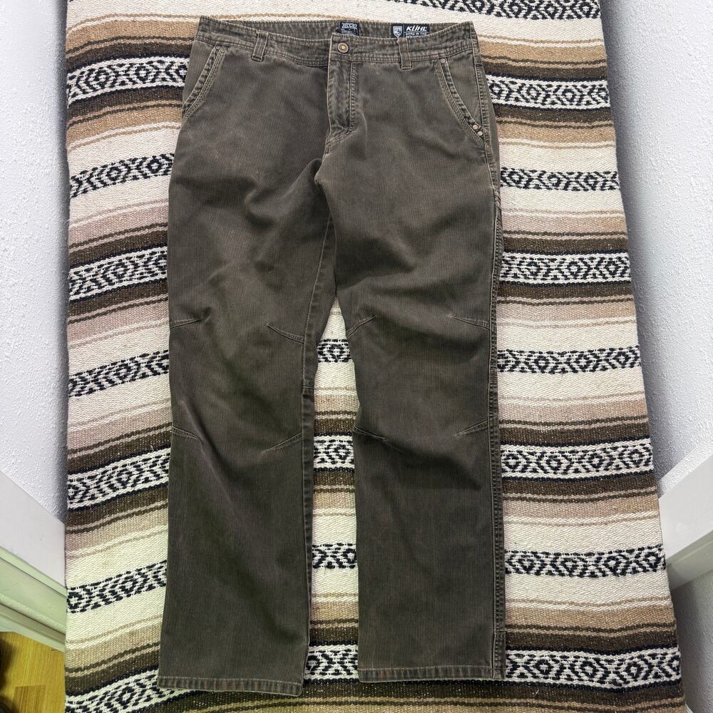 Men's Kuhl Chocolate Brown Cords Corduroy Fugitiv Cargo Outdoor Pants Sz 36 x 32